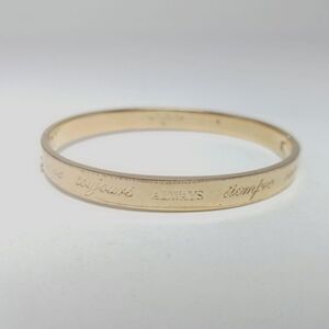 Vintage Stella and Dot Always Engraved Hinged Bangle Bracelet Gold Tone Stacking